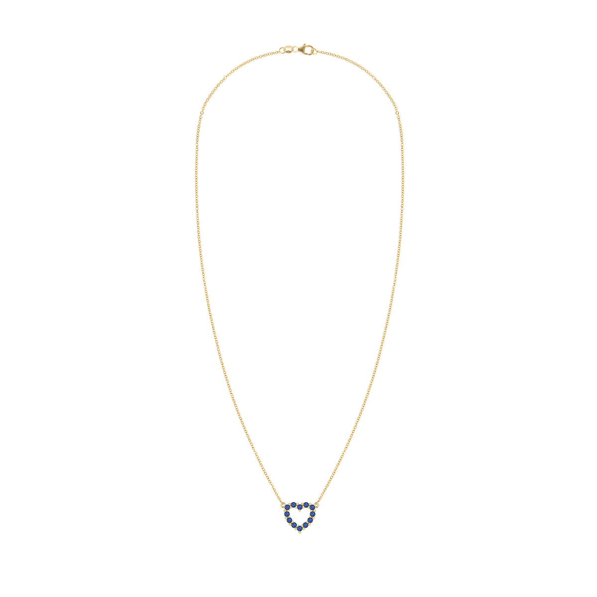 Rosecliff Small Heart Sapphire Necklace in 14k Gold (September)