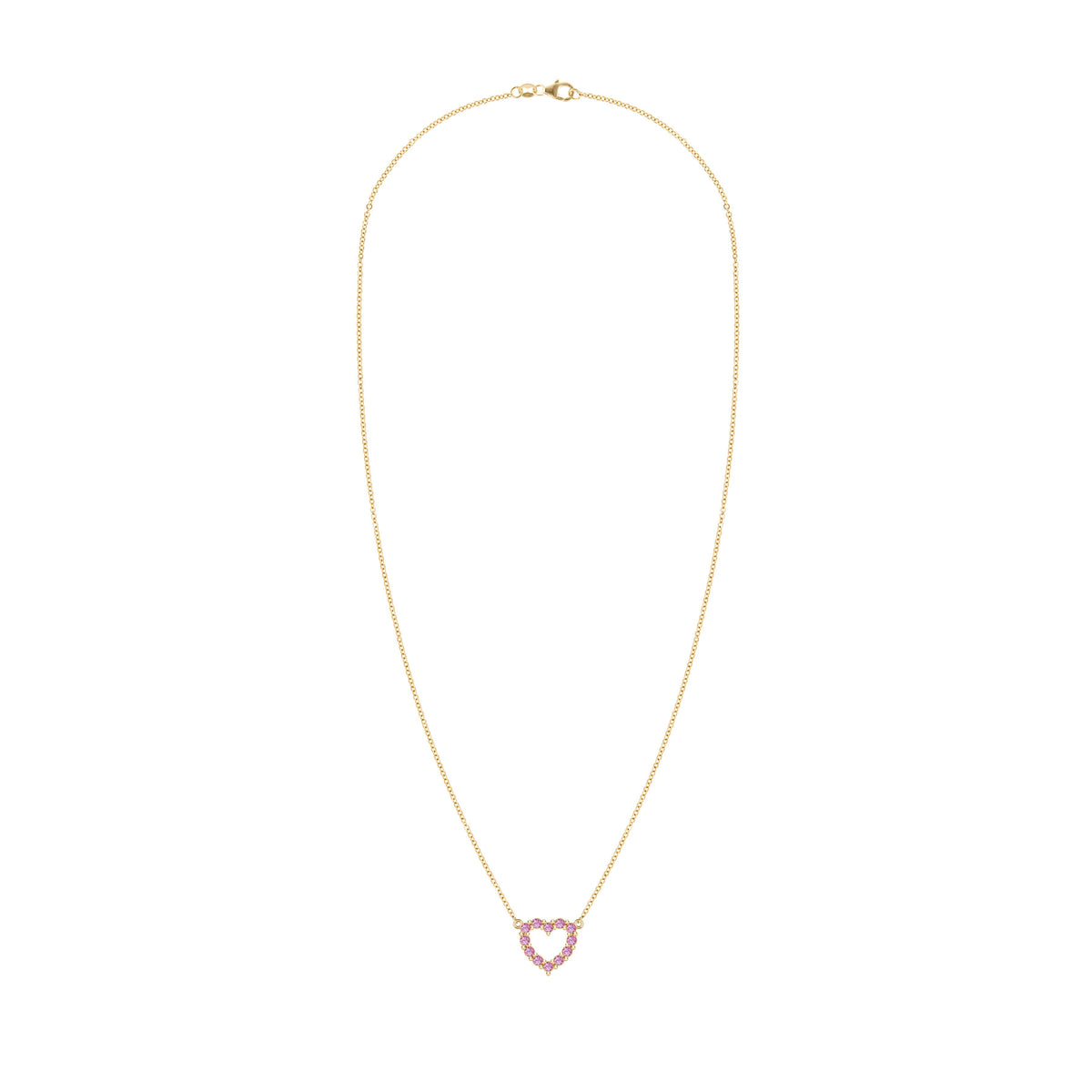 Rosecliff Small Heart Pink Sapphire Necklace in 14k Gold (October)