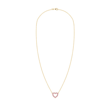 Rosecliff Small Heart Pink Sapphire Necklace in 14k Gold (October)