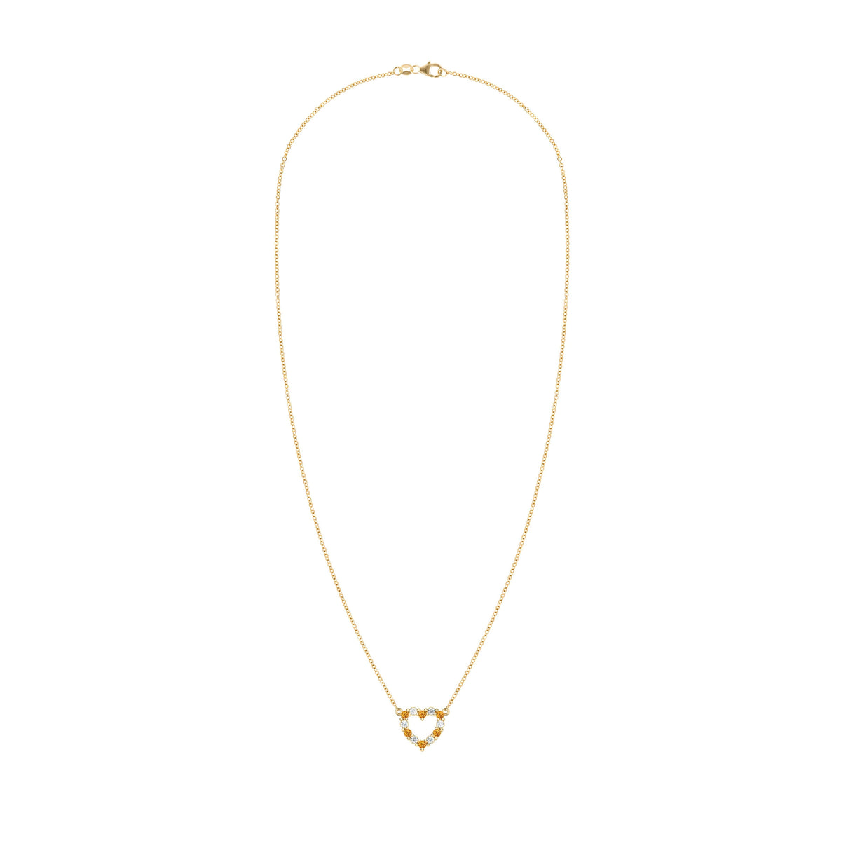 Rosecliff Small Heart Diamond & Citrine Necklace in 14k Gold (November)