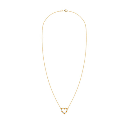 Rosecliff Small Heart Diamond & Citrine Necklace in 14k Gold (November)