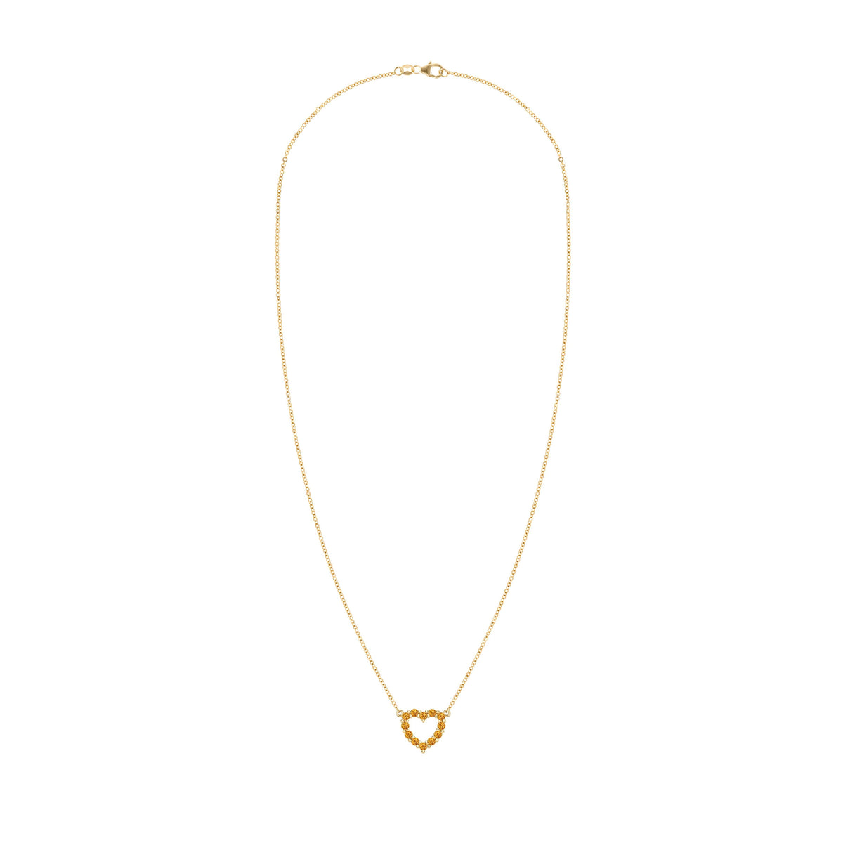 Rosecliff Small Heart Citrine Necklace in 14k Gold (November)