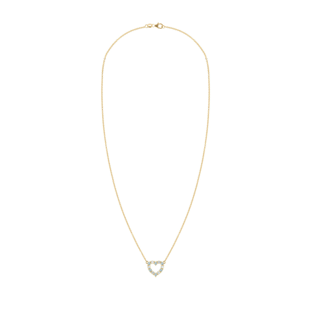 Rosecliff Small Heart Diamond & Nantucket Blue Topaz Necklace in 14k Gold (December)
