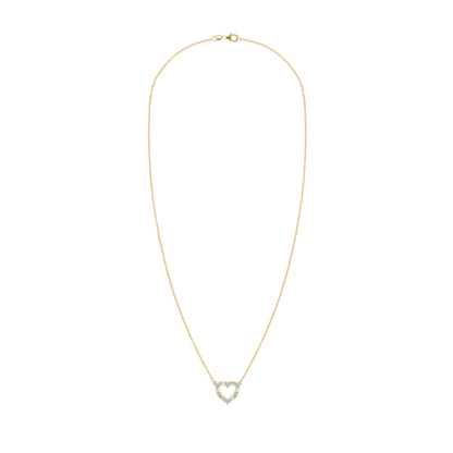 Rosecliff Small Heart Diamond & Nantucket Blue Topaz Necklace in 14k Gold (December)