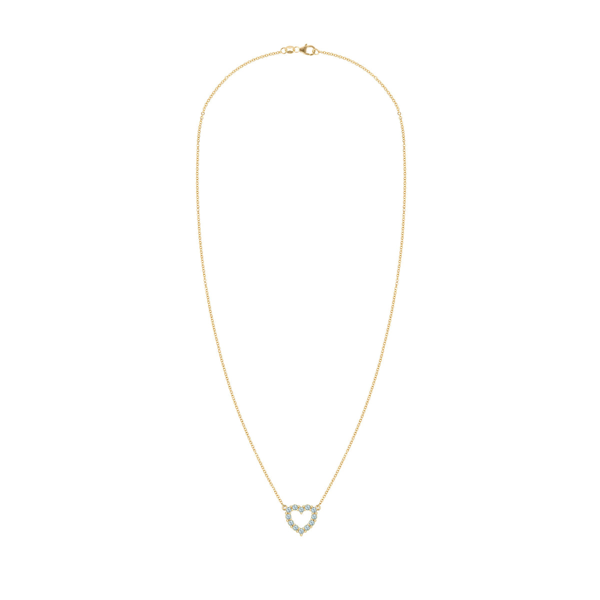 Rosecliff Small Heart Nantucket Blue Topaz Necklace in 14k Gold (December)