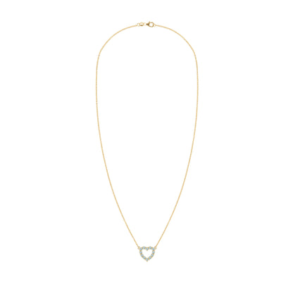Rosecliff Small Heart Nantucket Blue Topaz Necklace in 14k Gold (December)