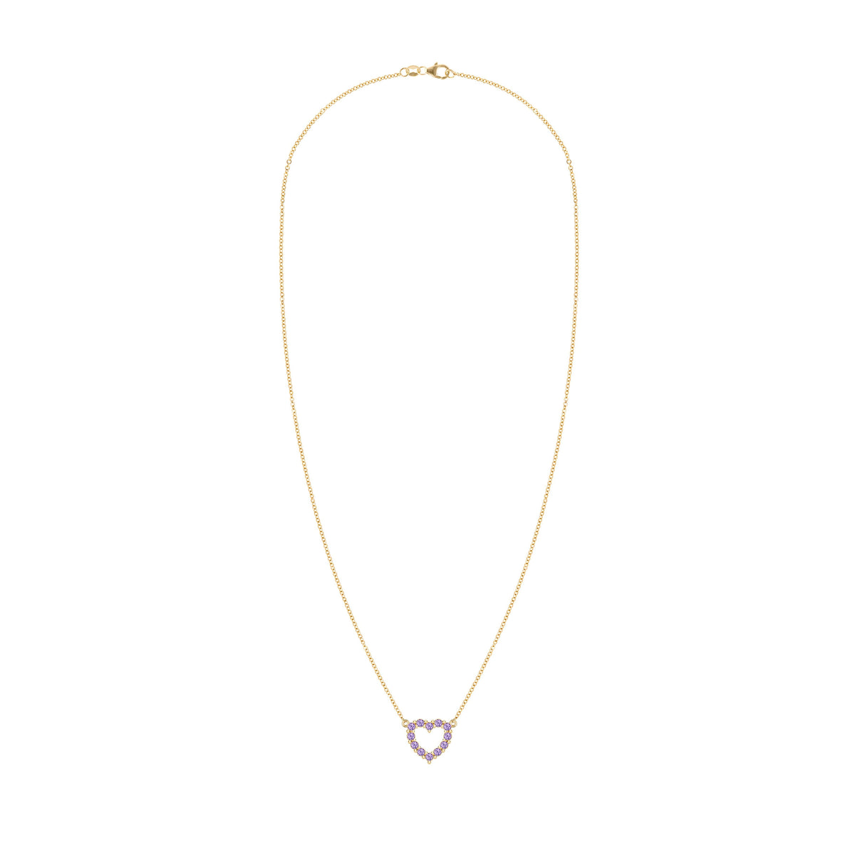 Rosecliff Small Heart Amethyst Necklace in 14k Gold (February)