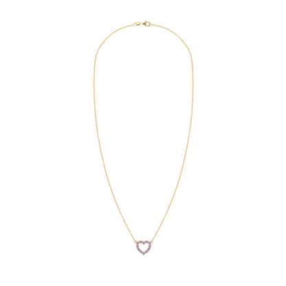 Rosecliff Small Heart Amethyst Necklace in 14k Gold (February)
