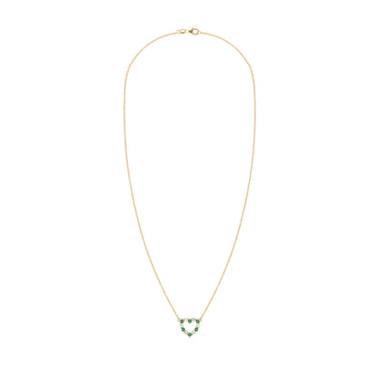 Rosecliff Small Heart Diamond & Emerald Necklace in 14k Gold (May)