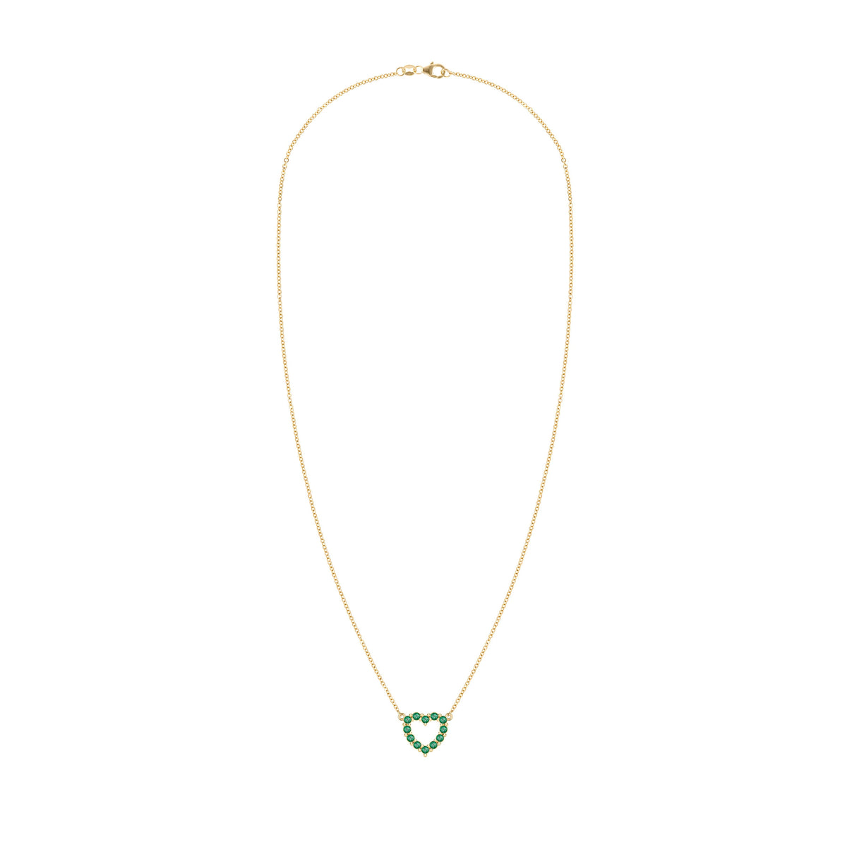 Rosecliff Small Heart Emerald Necklace in 14k Gold (May)