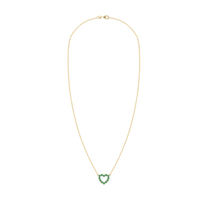 Rosecliff Small Heart Emerald Necklace in 14k Gold (May)