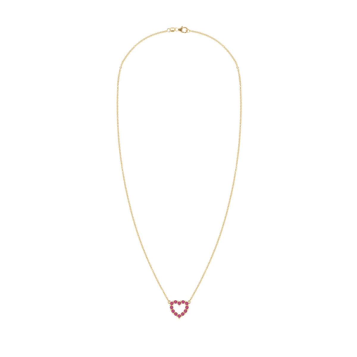 Rosecliff Small Heart Ruby Necklace in 14k Gold (July)