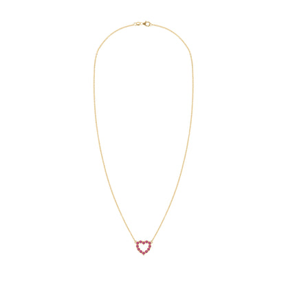 Rosecliff Small Heart Ruby Necklace in 14k Gold (July)