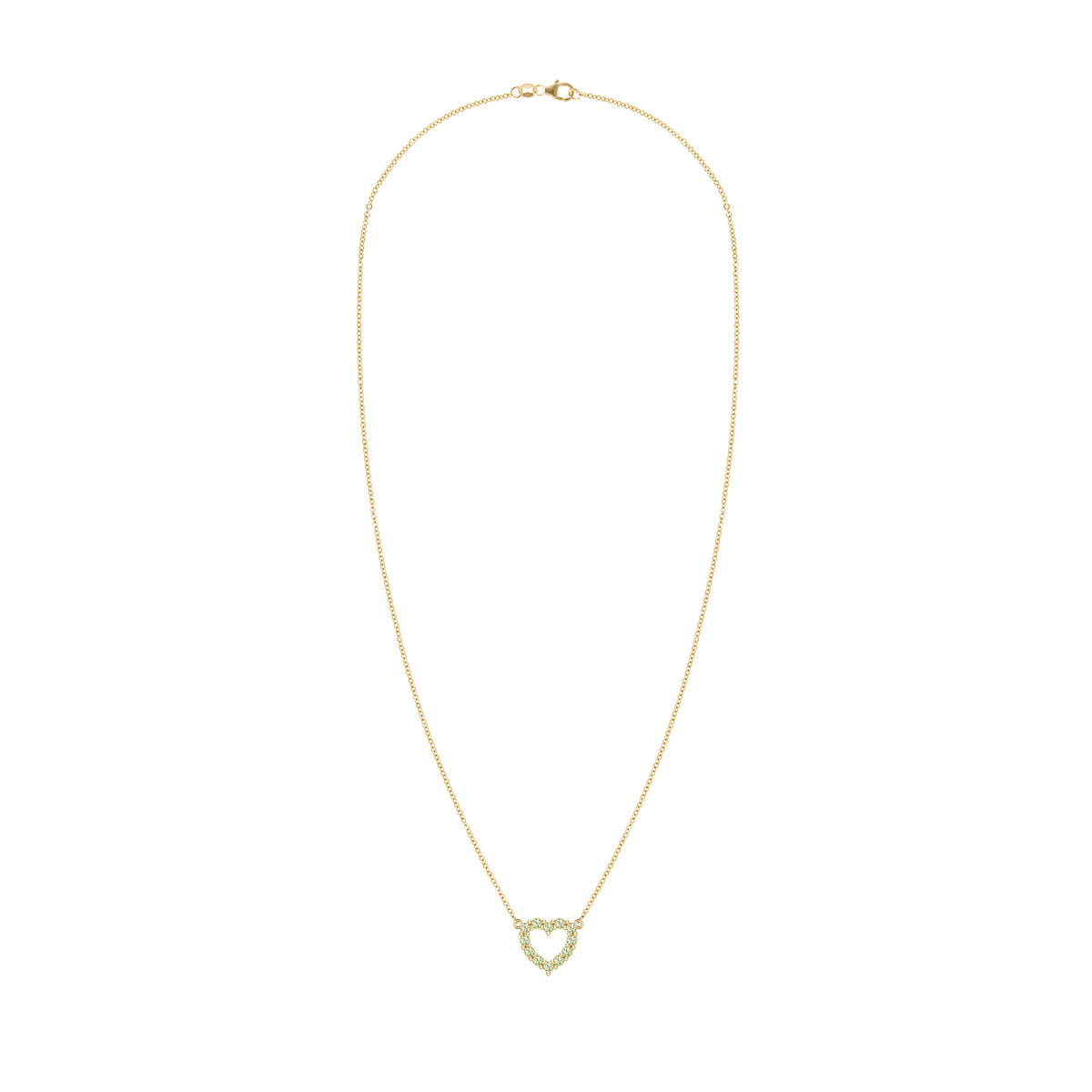 Rosecliff Small Heart Peridot Necklace in 14k Gold (August)