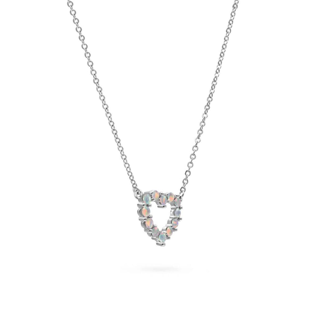 Rosecliff Small Heart Opal Necklace in 14k Gold (October)