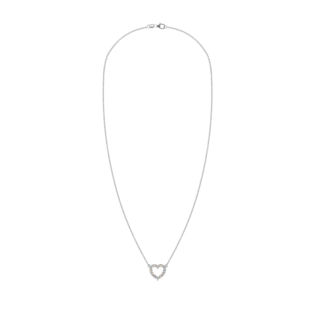 Rosecliff Small Heart Opal Necklace in 14k Gold (October)