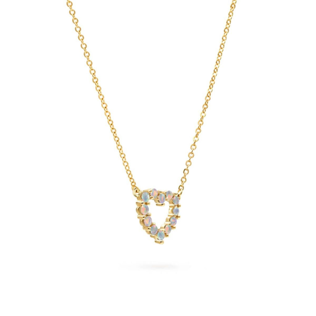 Rosecliff Small Heart Opal Necklace in 14k Gold (October)