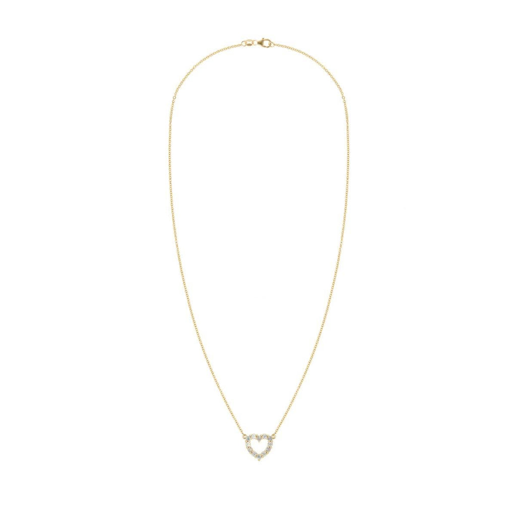 Rosecliff Small Heart Diamond & Opal Necklace in 14k Gold (October)