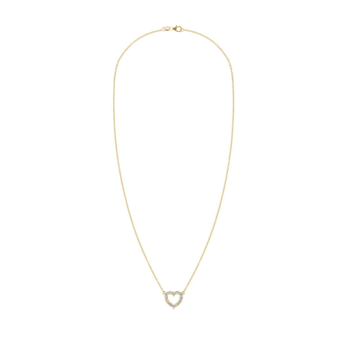 Rosecliff Small Heart Opal Necklace in 14k Gold (October)