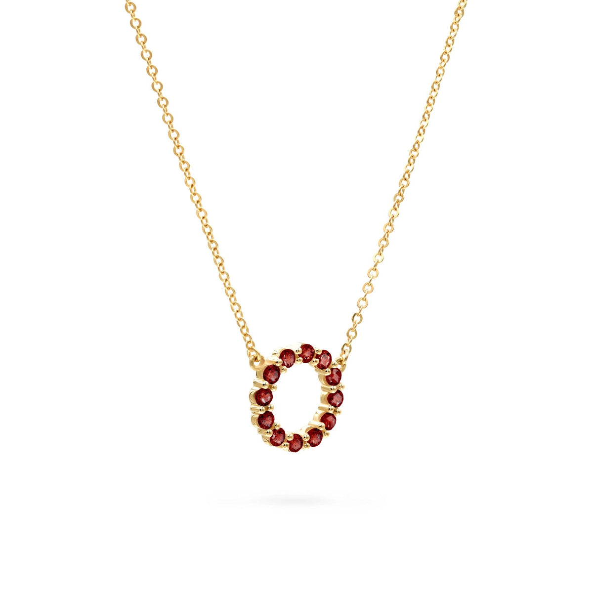 Rosecliff Small Circle Garnet Necklace in 14k Gold (January)