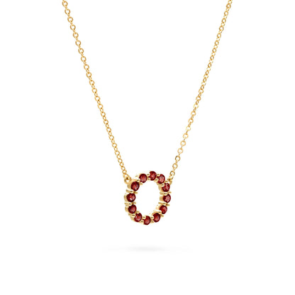 Rosecliff Small Circle Garnet Necklace in 14k Gold (January)