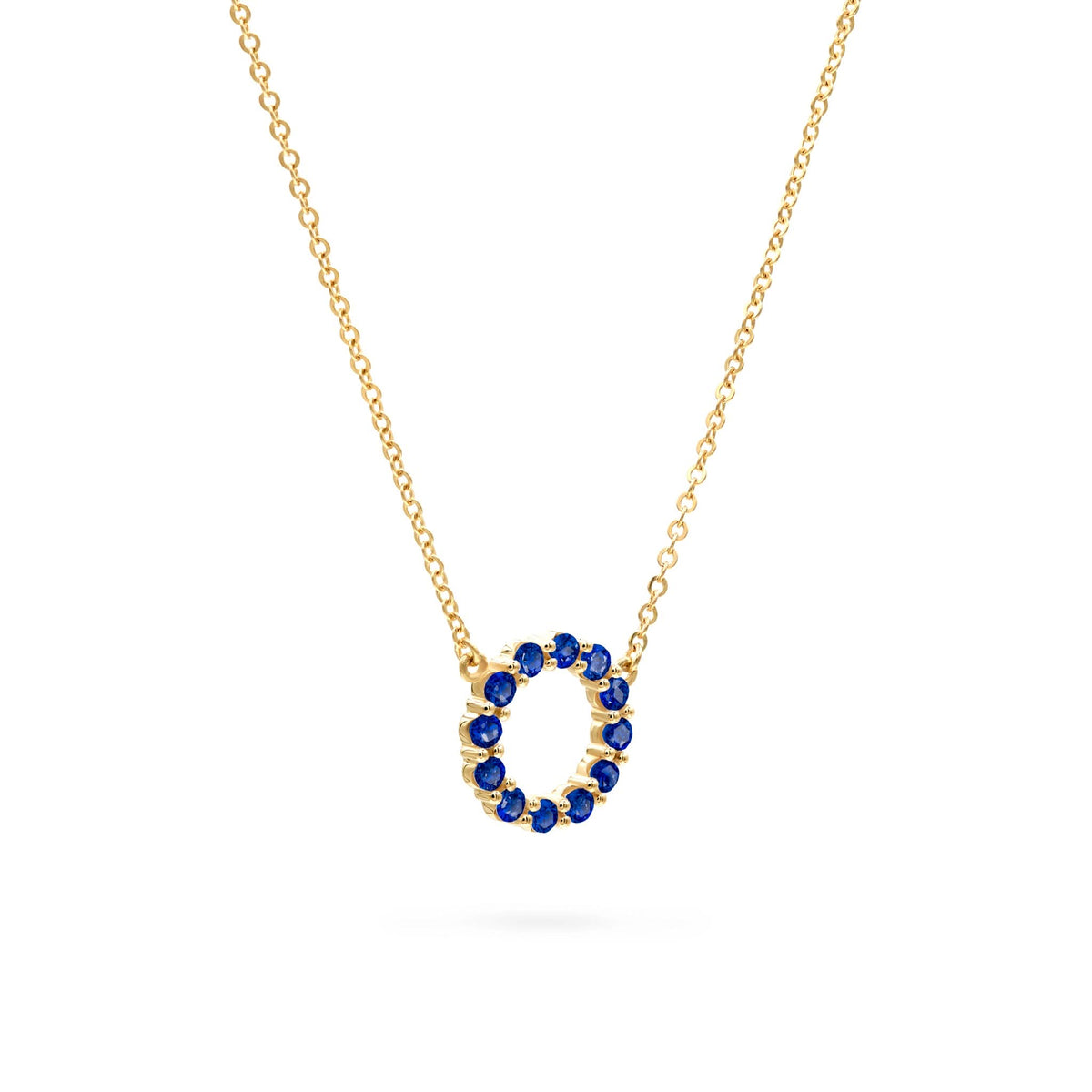 Rosecliff Small Circle Sapphire Necklace in 14k Gold (September)