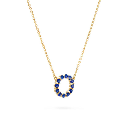 Rosecliff Small Circle Sapphire Necklace in 14k Gold (September)