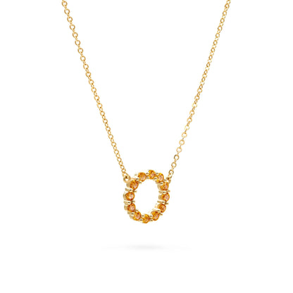 Rosecliff Small Circle Citrine Necklace in 14k Gold (November)