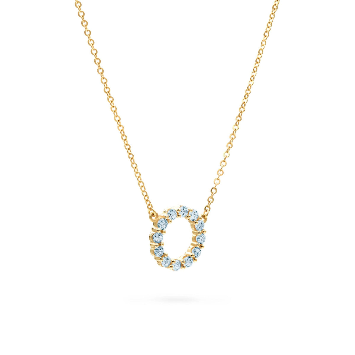 Rosecliff Small Circle Nantucket Blue Topaz Necklace in 14k Gold (December)