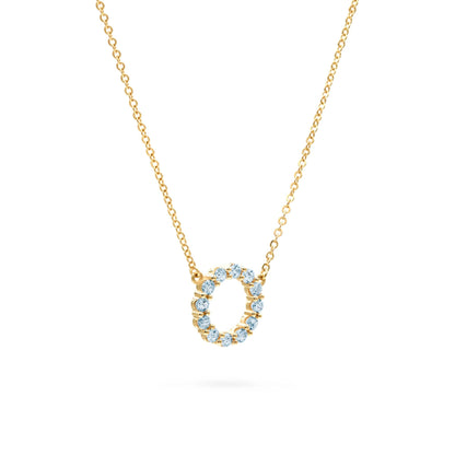 Rosecliff Small Circle Nantucket Blue Topaz Necklace in 14k Gold (December)