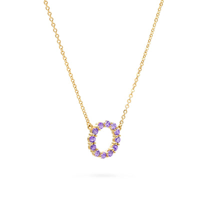 Rosecliff Small Circle Amethyst Necklace in 14k Gold (February)