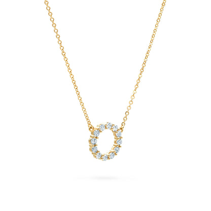 Rosecliff Small Circle Aquamarine Necklace in 14k Gold (March)