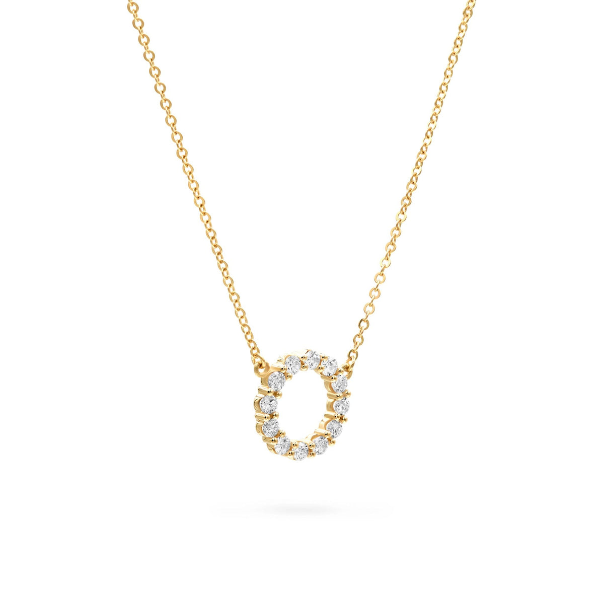 Rosecliff Small Circle White Topaz Necklace in 14k Gold (April)