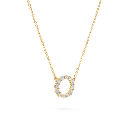 Rosecliff Small Circle White Topaz Necklace in 14k Gold (April)