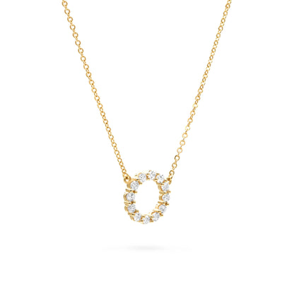 Rosecliff Small Circle Diamond Necklace in 14k Gold (April)