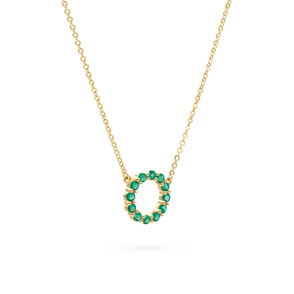 Rosecliff Small Circle Emerald Necklace in 14k Gold (May)
