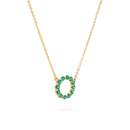 Rosecliff Small Circle Emerald Necklace in 14k Gold (May)