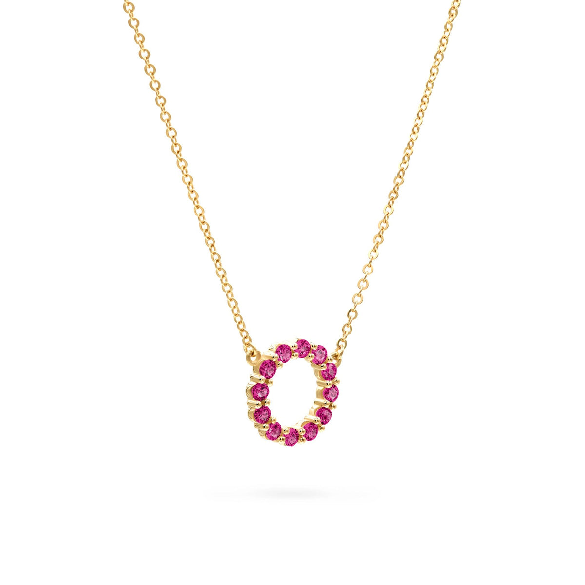 Rosecliff Small Circle Ruby Necklace in 14k Gold (July)