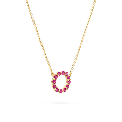 Rosecliff Small Circle Ruby Necklace in 14k Gold (July)