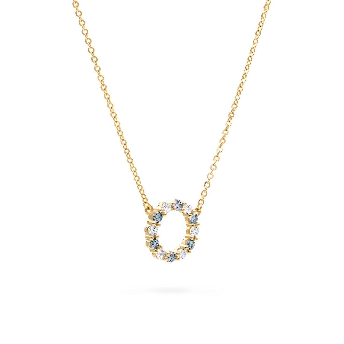 Rosecliff Small Circle Diamond & Alexandrite Necklace in 14k Gold (June)