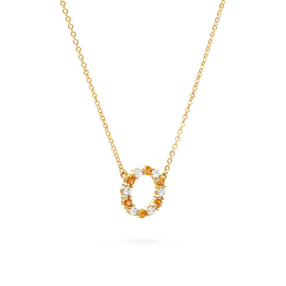 Rosecliff Small Circle Diamond & Citrine Necklace in 14k Gold (November)