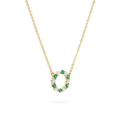 Rosecliff Small Circle Diamond & Emerald Necklace in 14k Gold (May)
