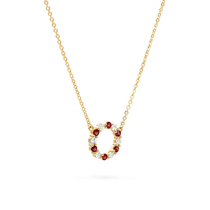 Rosecliff Small Circle Diamond & Garnet Necklace in 14k Gold (January)