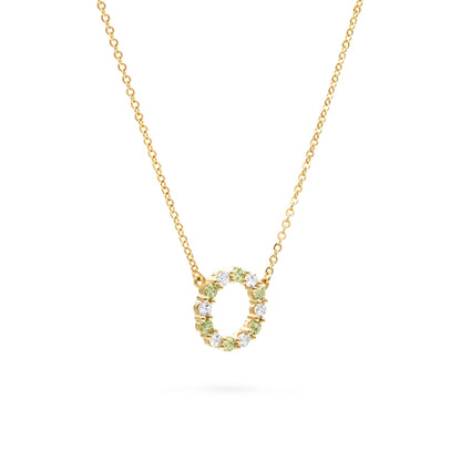 Rosecliff Small Circle Diamond & Peridot Necklace in 14k Gold (August)