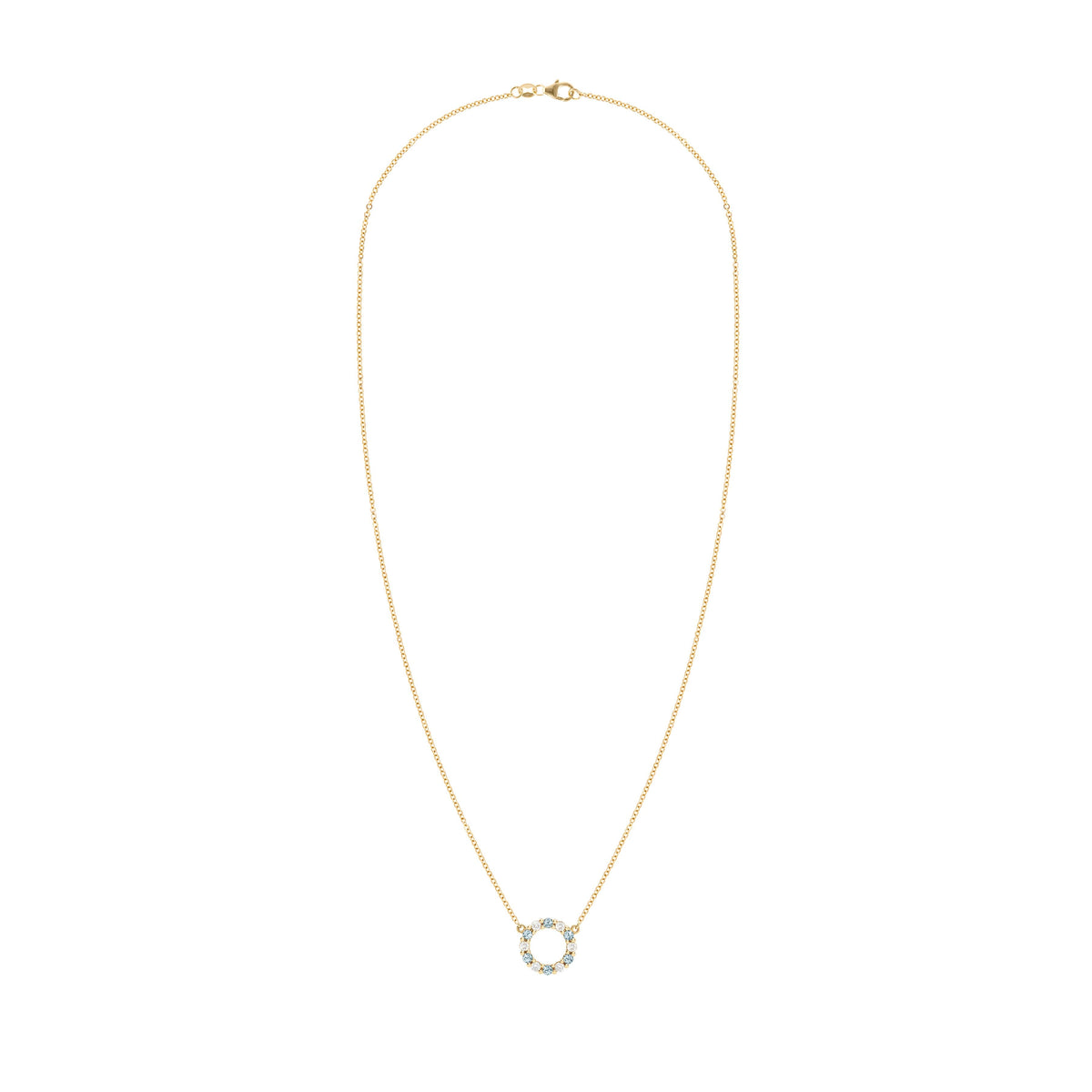 Rosecliff Small Circle Diamond & Nantucket Blue Topaz Necklace in 14k Gold (December)