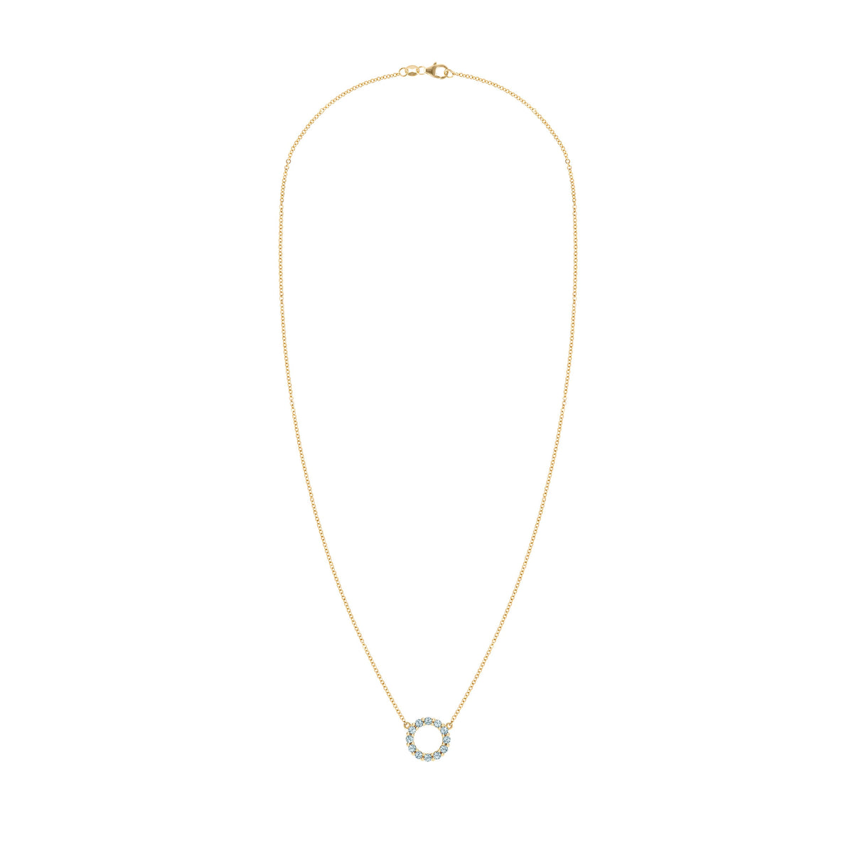 Rosecliff Small Circle Nantucket Blue Topaz Necklace in 14k Gold (December)
