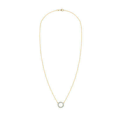 Rosecliff Small Circle Nantucket Blue Topaz Necklace in 14k Gold (December)