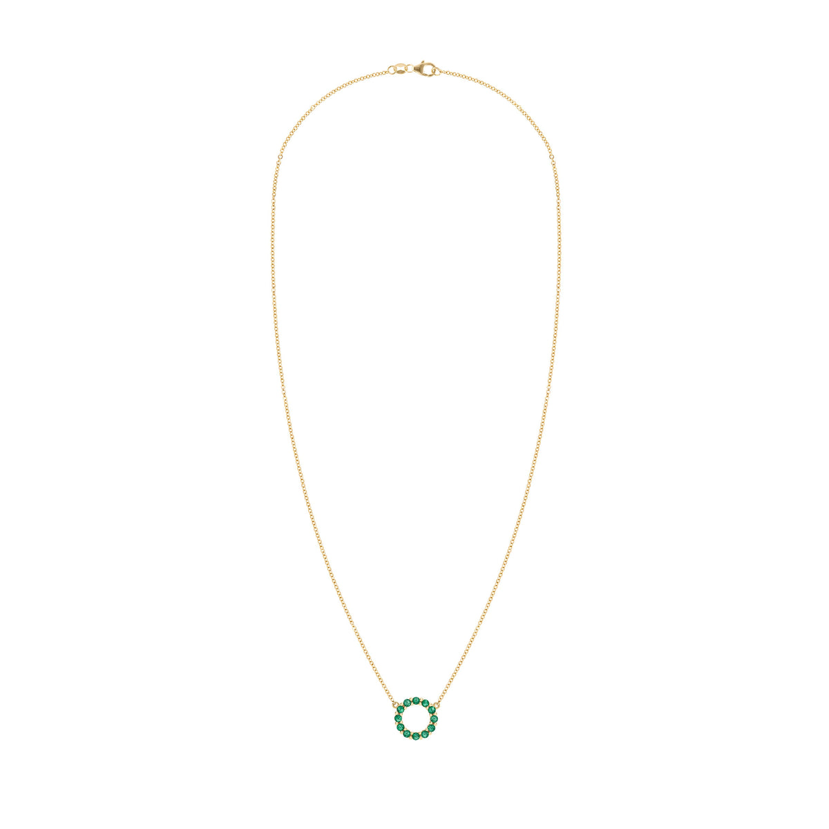 Rosecliff Small Circle Emerald Necklace in 14k Gold (May)