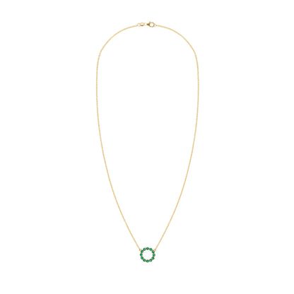 Rosecliff Small Circle Emerald Necklace in 14k Gold (May)