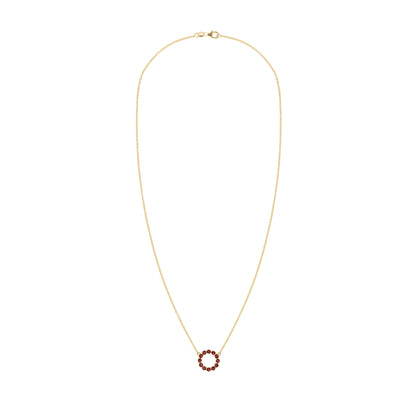 Rosecliff Small Circle Garnet Necklace in 14k Gold (January)